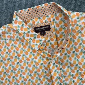 Johnston Murphy Large Pineapple Print Short Sleeve Button Up Shirt Cotton Men's